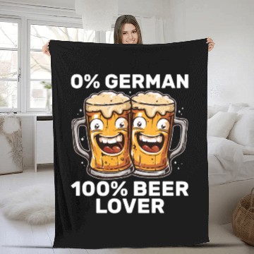 Discover 0% German 100% Beer Lover Funny Drinking Fleece Blankets