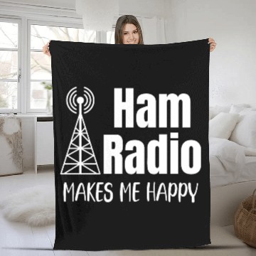 Discover Ham Radio Makes Me Happy Antenna Antique Analyzer Fleece Blankets