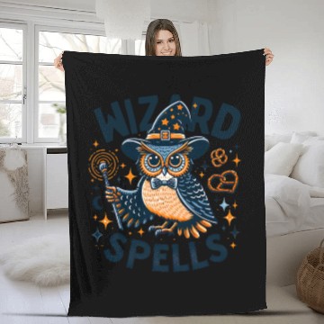 Discover Wizard Owl Magical Pretzel Spells Fleece Blankets