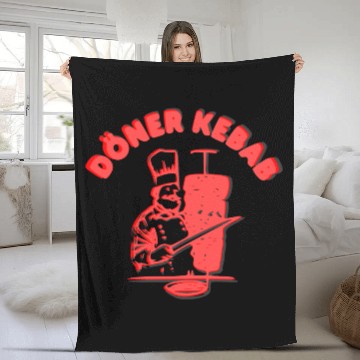 Discover Döner kebab Germany fastfood logo Fleece Blankets