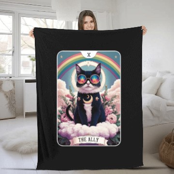 Discover The Ally Cat Tarot Card Pride Gay Pride LGBTQ Fleece Blankets