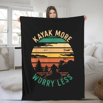Discover Kayaking Kayak More Worry Fleece Blankets