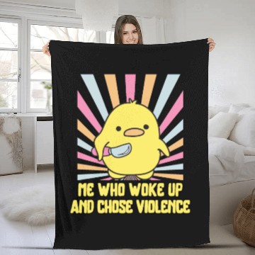 Discover Cute Angry Duck Chick – Chose Violence Meme Fleece Blankets