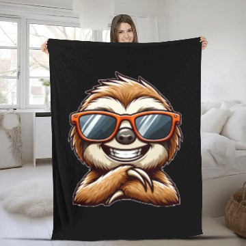 Discover Cool sloth sunglasses summer cartoon animal Fleece Blankets