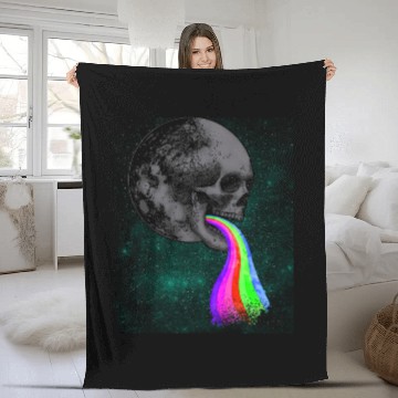 Discover Skull Design with Rainbow. Concert Festival Fleece Blankets