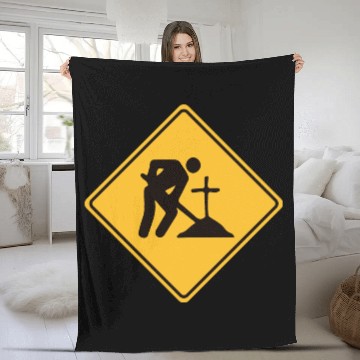 Discover Midnight Exhume Site - Weird Road Sign Fleece Blankets