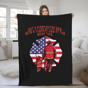 Discover Gets a Firefighter Dog Therapy Dog Fire Department Fleece Blankets