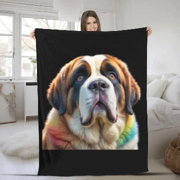 Discover Rainbow Ombre Adult Saint Bernard dog Fleece Blankets