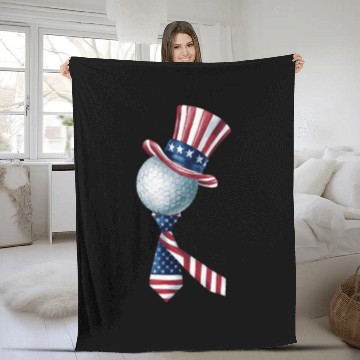 Discover Patriotic Golf Ball with USA Flag Hat and Bow Tie Fleece Blankets
