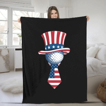 Discover Patriotic Golf Ball with Stars and Stripes Hat Fleece Blankets