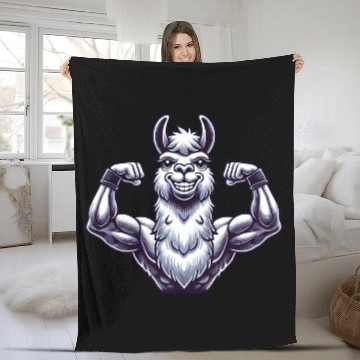 Discover Strong llama alpaca workout fitness bodybuilder Fleece Blankets