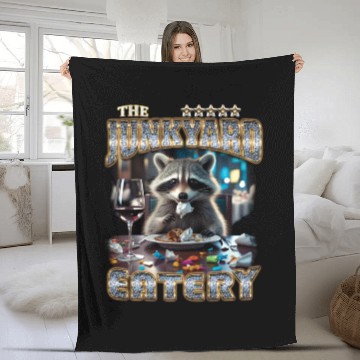Discover The Junkyard Eatery Funny Raccoon Bootleg Fleece Blankets