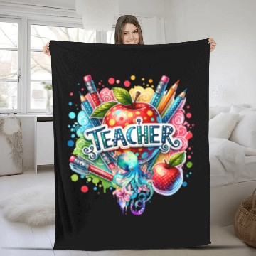 Discover Colorful Back To School Teacher and Octopus Fleece Blankets