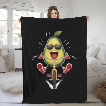 Discover Avocado Cycling On Bike Realistic Fleece Blankets