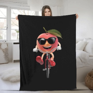 Discover Peach Cycling On Bike Realistic Fleece Blankets