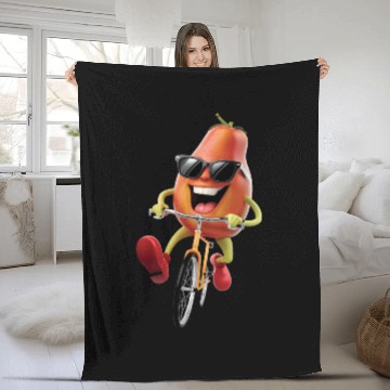 Discover Papaya Cycling On Bike Realistic Fleece Blankets