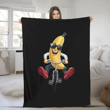 Discover Banana Cycling On Bike Realistic Fleece Blankets