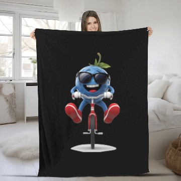 Discover Blueberry Cycling On Bike Realistic Fleece Blankets