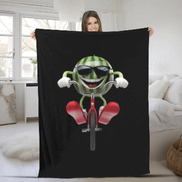 Discover Watermelon Cycling On Bike Realistic Fleece Blankets