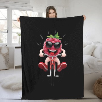 Discover Raspberry Cycling On Bike Realistic Fleece Blankets