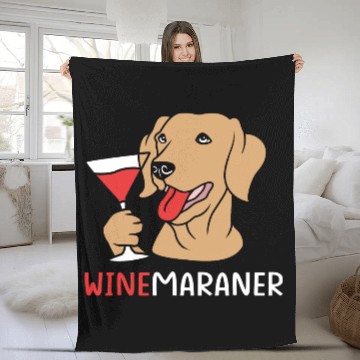 Discover Winemaraner Dog Mom Wine Lover Funny Weimaraner Fleece Blankets