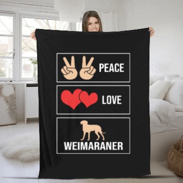 Discover Weimaraner Dog Lover Pet Peace Love Weimaraner Fleece Blankets