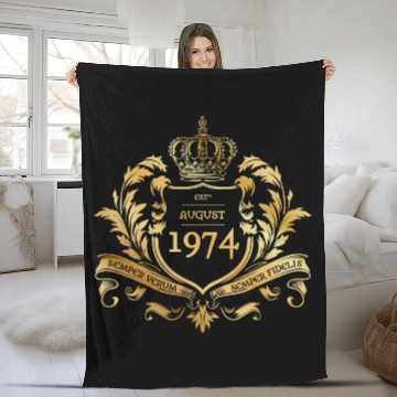 Discover 50th birthday "Semper Verum - Established 08/1974 Fleece Blankets