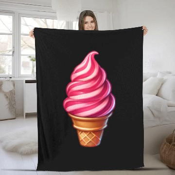 Discover Candy cane ice cream motif in a sweet ice cream Fleece Blankets