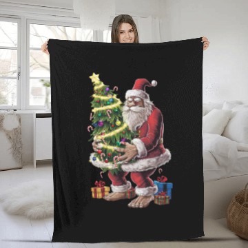 Discover Bigfoot Christmas Tree Lights Xmas Sasquatch Lover Fleece Blankets
