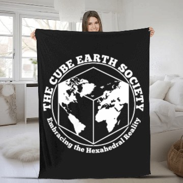 Discover Cube Earth Society, we are better than Round Earth Fleece Blankets