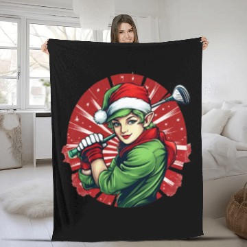 Discover Christmas Elf Golf Fleece Blankets