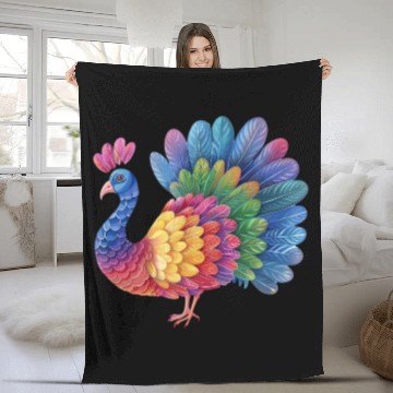 Discover Turkey Rainbow Illustration Farm Animal Farmer Fleece Blankets