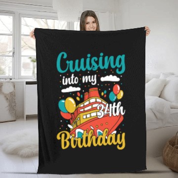 Discover Cruising Into My 34th Birthday Cruise Vacation Fleece Blankets