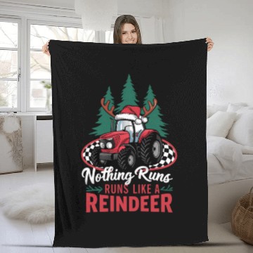 Discover Nothing Runs Like A Reindeer Christmas Tractor Fleece Blankets