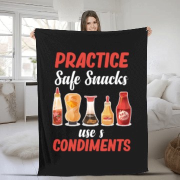 Discover Practice Safe Snacks Use A Condiments Mustard Fleece Blankets
