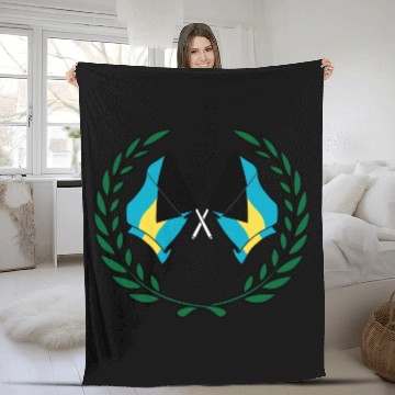 Discover Flags Bahamas in laurel wreath Fleece Blankets