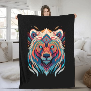 Discover Native American Spirit Wolf Fleece Blankets