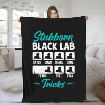 Discover Labrador STUBBORN BLACK LAB TRICKS Labrador Fleece Blankets