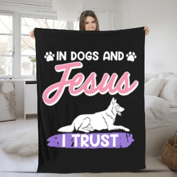 Discover German Shepherd IN DOGS AND JESUS I TRUST Fleece Blankets