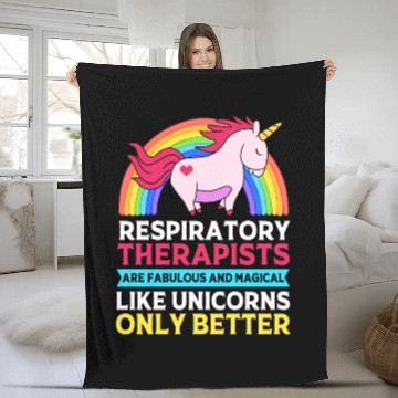 Discover Cute Respiratory Therapist Rainbow Unicorn Fleece Blankets