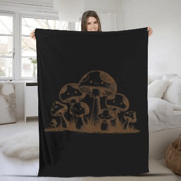 Discover Kawaii Mushroom Family Fleece Blankets