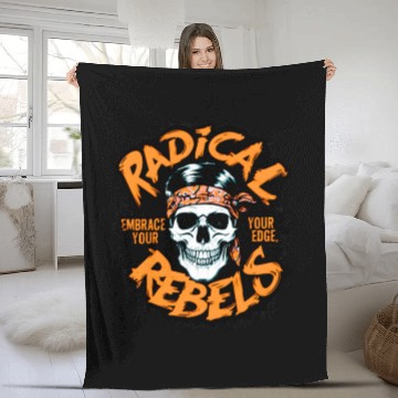 Discover Skull Radical Rebels Embrace Your Edge Fleece Blankets