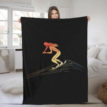 Discover Snowboarding Girl Retro Style Fleece Blankets