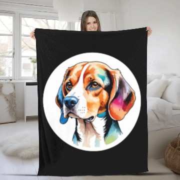 Discover Beagle Watercolor Fleece Blankets