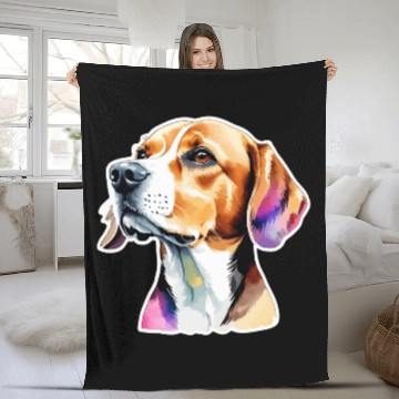 Discover Beagle Watercolor Fleece Blankets