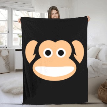Discover Cute Monkey Whole Face Ape Animal Primate Lover Fleece Blankets
