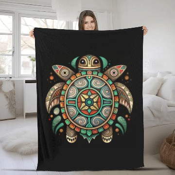 Discover Native totem turtle Drawing ethnic tribal animals Fleece Blankets