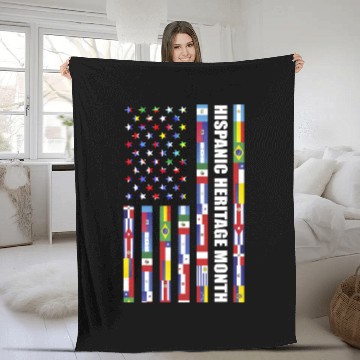 Discover Hispanic Heritage month USA Flag all Countries Fleece Blankets