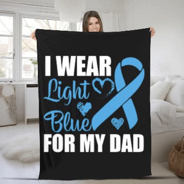 Discover I wear Light Blue for my dad Prostate cancer Fleece Blankets