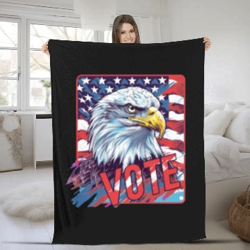 Discover Unique Eagle American Flag Vote US Election 2024 Fleece Blankets